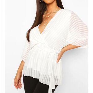 White  striped wrap top